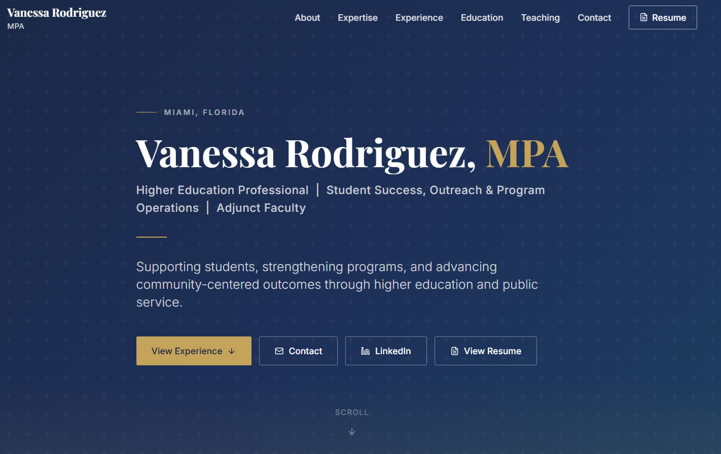 Vanessa Rodriguez Profile Page preview